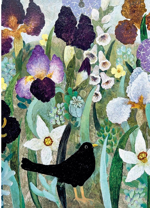 'White Iris and Blackbird' by Sarah Bowman (B616) NEW Back In Stcok Soon