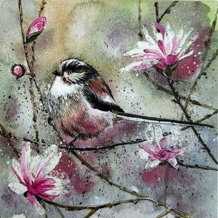 'Long Tailed Tit and Magnolia' by Alex Clark (E188) NEW