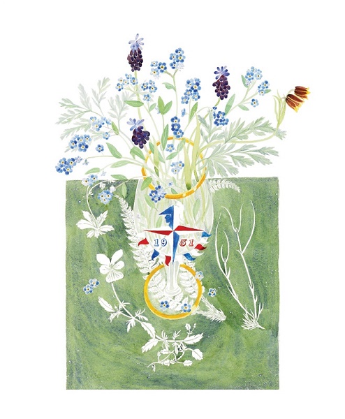 'Festival of Britain Glass with Spring Flowers' by Angie Lewin (A891) *
