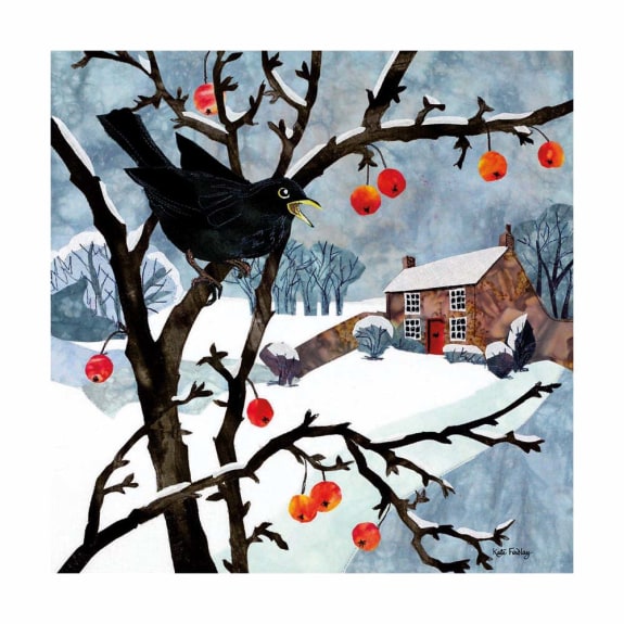 'Blackbird and Crabapples' by Kate Finlday (8 pack) (xmg72) (message inside) Was 5.95, now 3.60