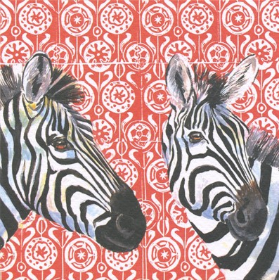 'Zebras on Blockprint' by Celia Lewis (B356) d Was 2.85, now 1.60