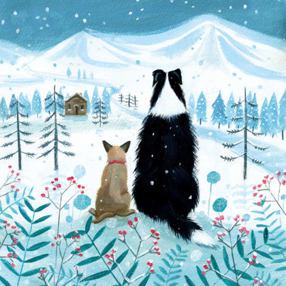 'Christmas Snowfall' by Mary Stubberfield (5 pack)  (xmg67) g1 (larger square format) 160mm x 160mm (message inside) Was 5.95, now 3.60