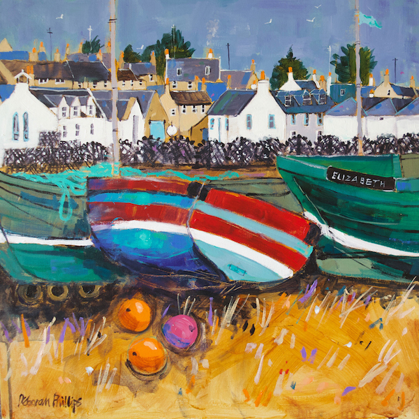 'Boats and Creels Johnshaven' by Deborah Phillips (H220) (large card) d Was 3.25, now 2.25