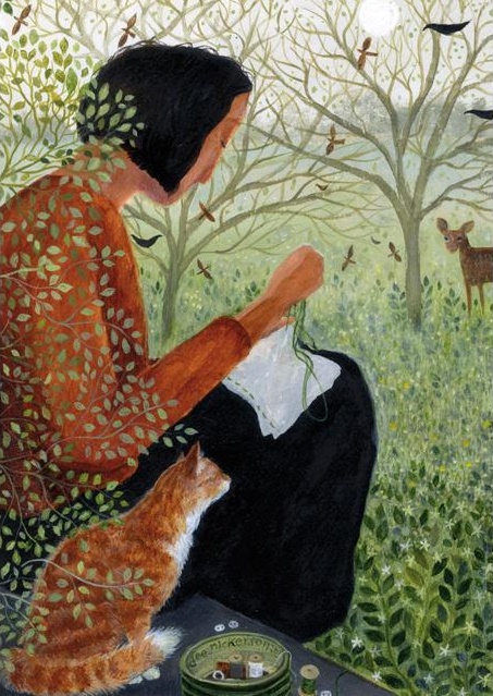 'Sewing on the Step' by Dee Nickerson (R273) 