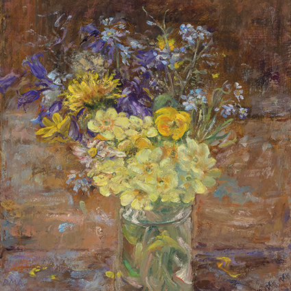 'Spring Flowers on the Easel Llwynhir' by Diana Armfield RA (C558) * 