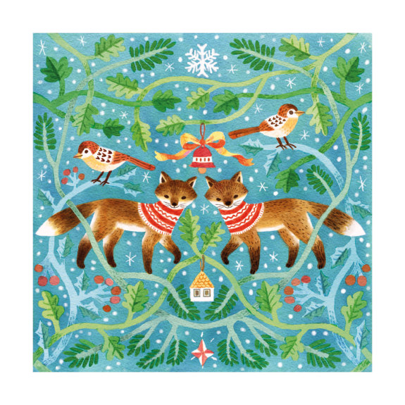 'Festive Foxes' by Hui Skipp (8 pack) (xmg119) (message inside) Was 5.95, now 3.60