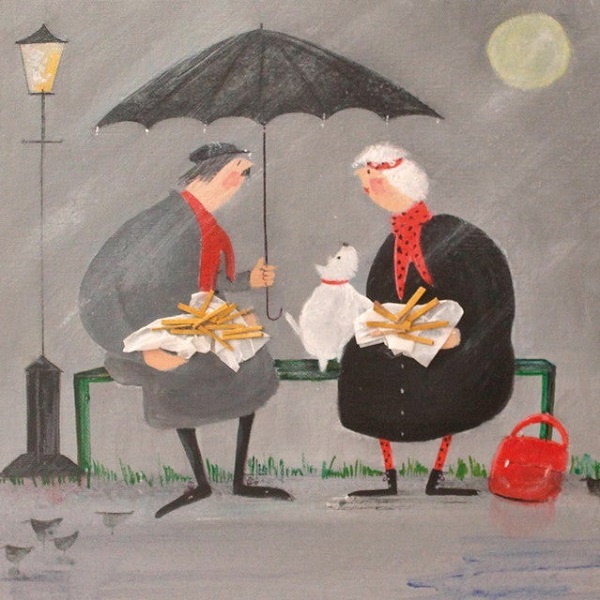 'Chat and Chips in the Rain' by Jennifer Verny-Franks (R318)