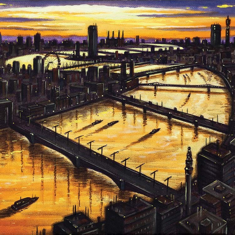 'Thames Dawn (London Bridge to Battersea)' by John Duffin (Q065) d