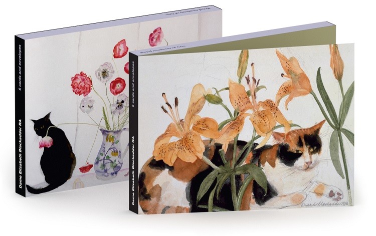 'Notecard Wallet' 3 x 2 by Elizabeth Blackadder RA (Black and Gold/Poppies and Black Cat) d