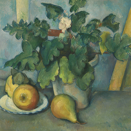 'Pot of Flowers and Fruit' 1888-1890 by Paul Cezanne (1888 - 1890) (C622) The Courtauld Collection