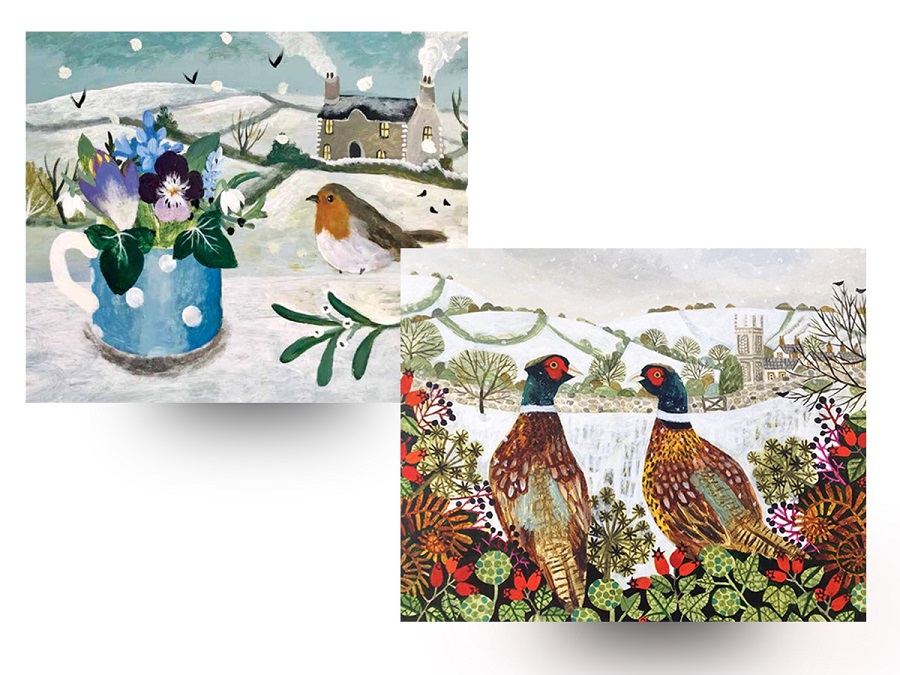 'Bowman Sisters' Double Pack by Sarah & Vanessa Bowman 3 x 2 designs (6 card pack) (Robin & Mistletoe / Pheasants Sheltering) 140mm x 160mm (xcdp26) Christmas Was 6.95, now 4.25