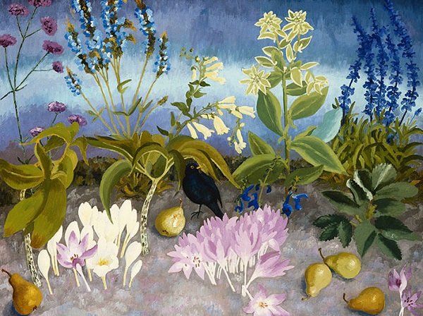 'Blackbird and Flowers' 1952 by Cedric Morris (1889 - 1982)  (W161) 