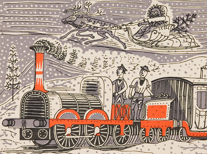 'The Titfield Thunderbolt, Christmas' 1952 by Edward Bawden (W064)