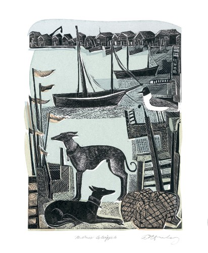 'Harbour Whippets' by Angela Harding (A006) d