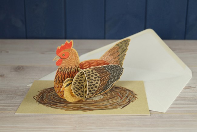 'Pop-Out Chicken' Die-cut art card by Alice Melvin *