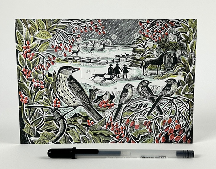 'Holly Hedge' Advent card by Angela Harding (AP064) (ADC3) NEW