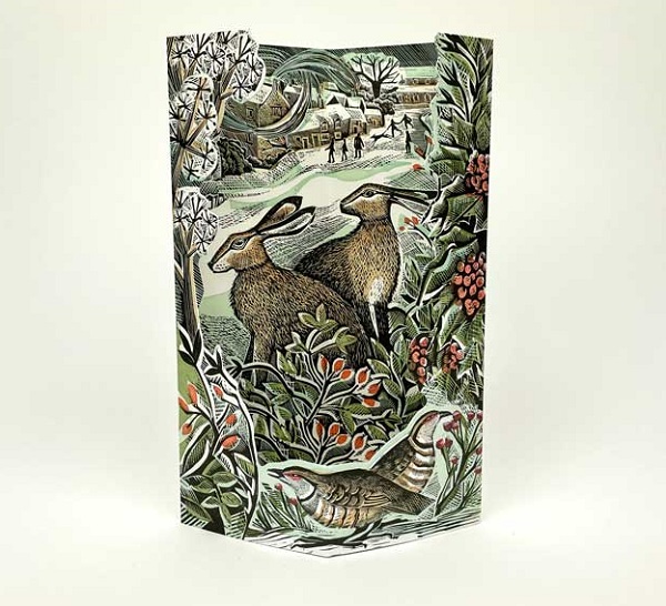 'Watching Hares' fold out die-cut card by Angela Harding (AH3187) Back In Stock Soon