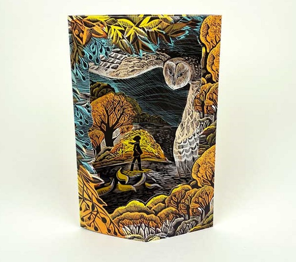 'October Owl' fold out die-cut card by Angela Harding NEW 