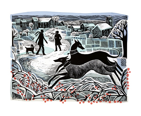 'Whippets in Winter' by Angela Harding (A191w) NEW 