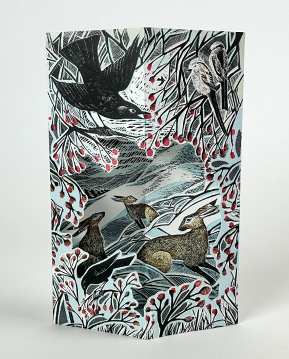 'Hares in Conversation' fold out die-cut card by Angela Harding (AP065) NEW