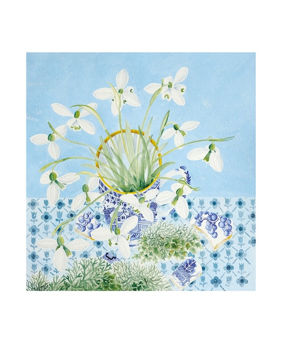 'Snowdrops and Lichen Blue' by Angie Lewin (A194w) NEW 