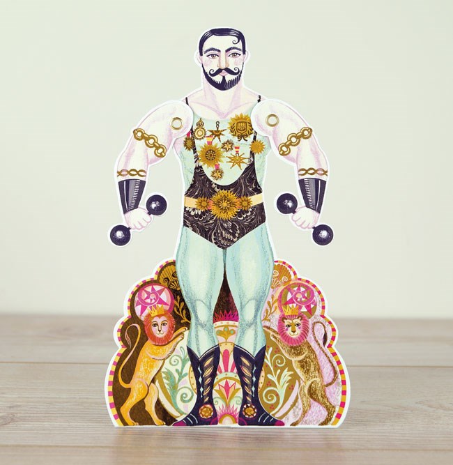 'Alexander' Strongman with moving arms Die-cut art card by Sarah Young (AP037)