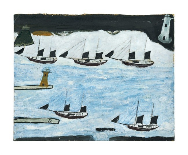 'Five Ships, St Mount's Bay', c1928 by Alfred Wallis 1855-1942 (A134) (AD1883)