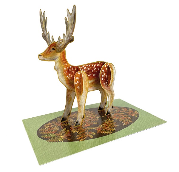 'Pop-Out Fallow Deer' Die-cut art card by Alice Melvin (AP027) (AM3115)