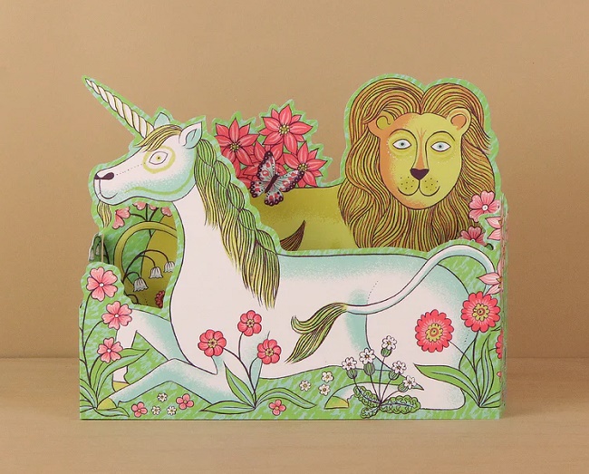 'Lion & Unicorn' die-cut box card by Alice Pattullo (AP078) NEW In stock form 1st July, available to order
