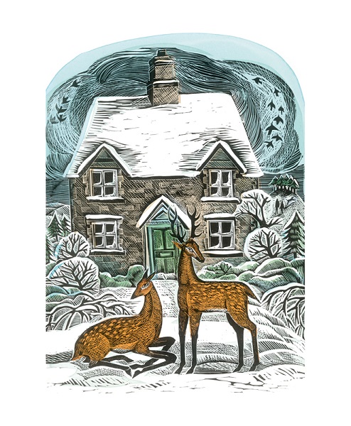 'Christmas Cottage' by Angela Harding (A888w) (AH3005x)