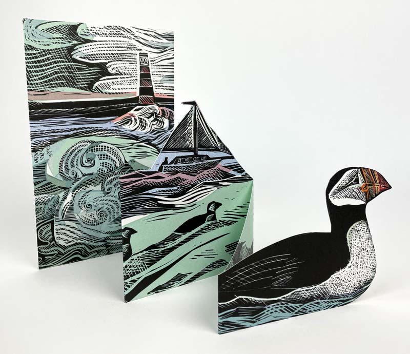 'Puffins at Coquet Island' die-cut concertina card by Angela Harding (AP011) (AH3097)