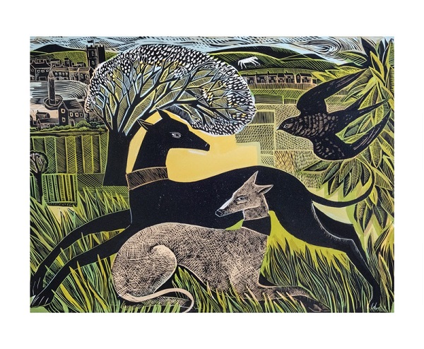 'Two Yorkshire Whippets' by Angela Harding (A011) (AH3145)