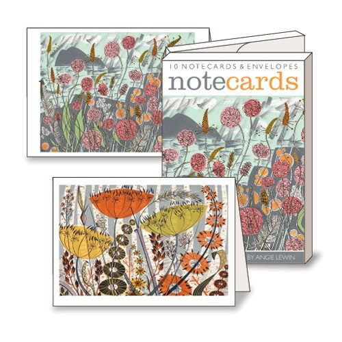 Angie Lewin Notelets (Lichen & Thrift / Spey Birches) (AN015)