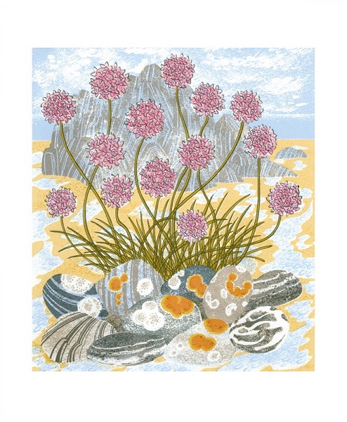 'Sea Pinks and Pebbles' by Angie Lewin (A014) 