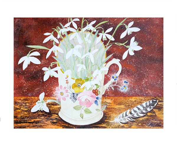 'Snowdrops in a Floral Cup' by Angie Lewin (A933w) 