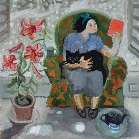 'Reading with Cat and Lily' by Anthea Craigmyle (Q023) *