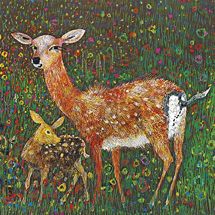 'A deer and a doe share a golden mo' by Brian Wildsmith (C572) * 