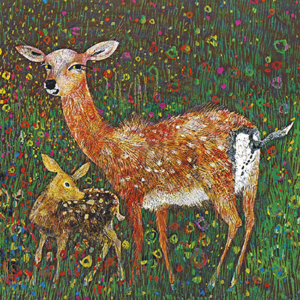 'A deer and a doe share a golden mo' by Brian Wildsmith (C572) * 