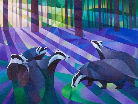 'Badgers, Bluebells and Moonlight' by Alison Ingram (J038) d