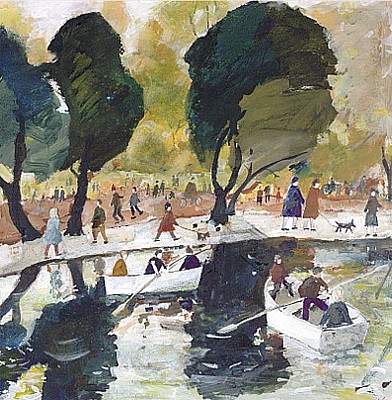 'Battersea Park Lake' by John Knapp-Fisher (L069)