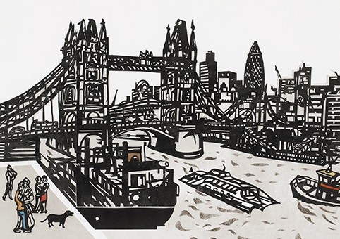 'Black Dog at Tower Bridge' by Professor Chris Orr MBE RA (C138) *