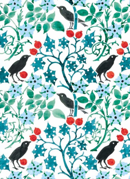 'Blackbirds Among Floral Foliage' by C.F.A Voysey (8 pack) (xmg73) g2 (message inside)