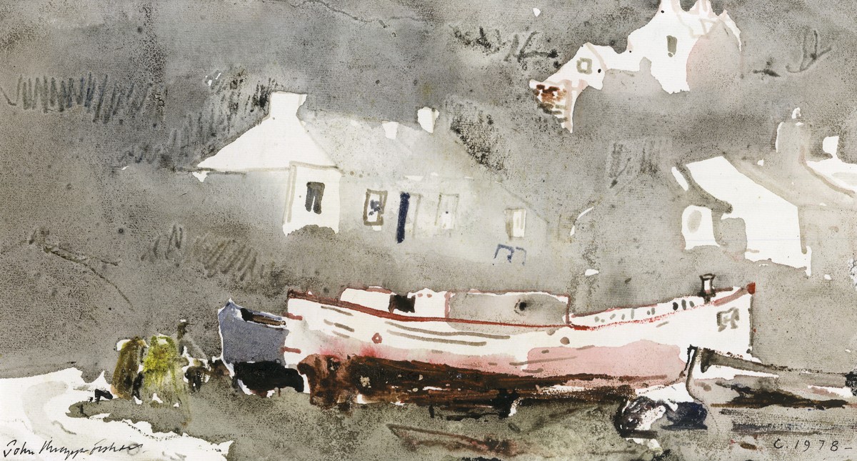  'Boats and Houses, Porthgain' by John Knapp-Fisher (Print) 