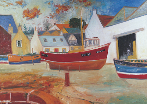 'Boats in Harbour' by John Bellany CBE RA (C423) 