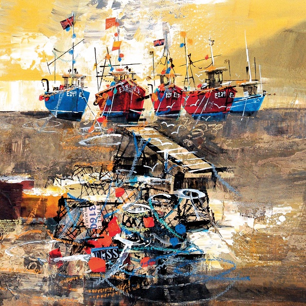 'Boats on Beer Beach' by Mike Bernard (D110) NEW
