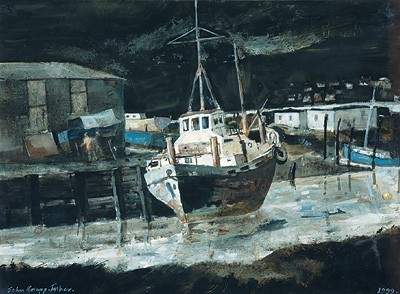  'Boatyard Borth' by John Knapp-Fisher (Print)