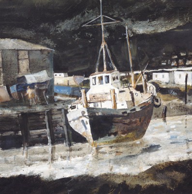 'Boatyard Borth' by John Knapp-Fisher (L072)