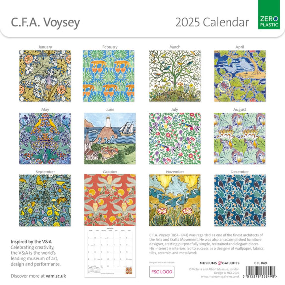 The Blank Card Company C.F.A Voysey 2025 Calendar, Museum and Galleries