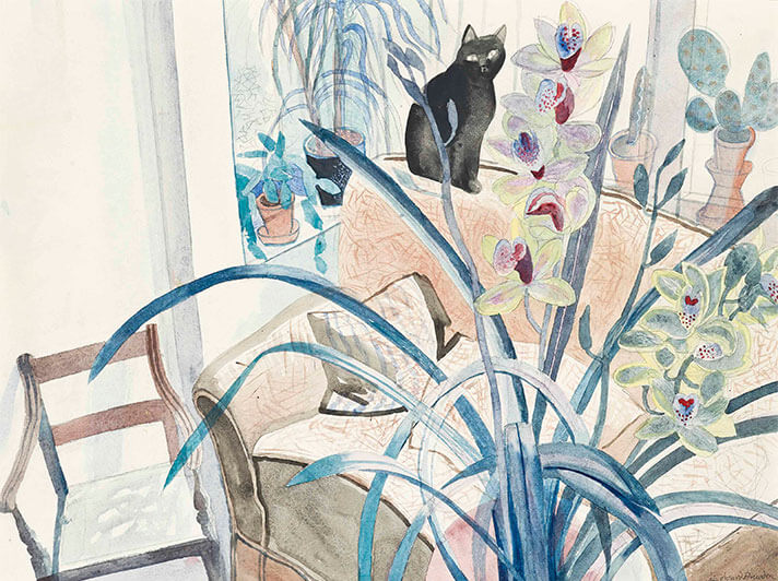 'Cat and Orchid' by Edward Bawden (W078)