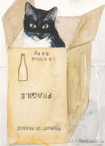 'Cat in a Box' by Dame Elizabeth Blackadder (B072) 